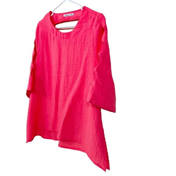 Lulu B Size M‎ Blouse Pink Blouse Cutout Sleeves Rayon Lagenlook - Picture 4 of 5